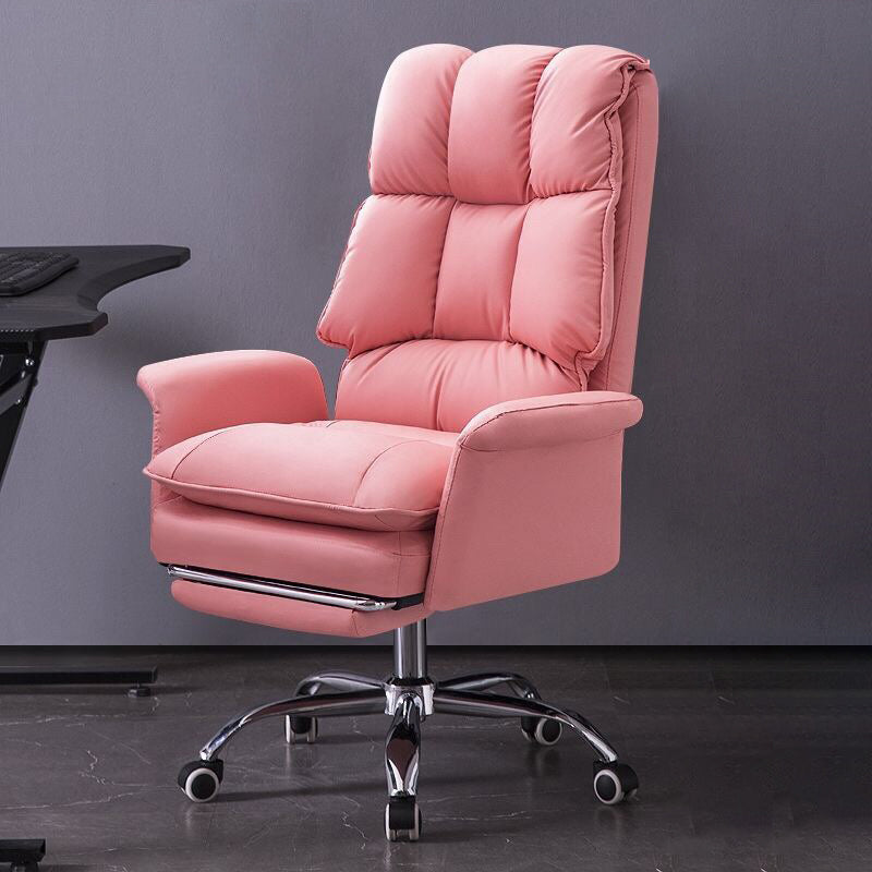 Modern Swivel Office Chair with Padded Arms Faux Leather Task Chair with Wheels