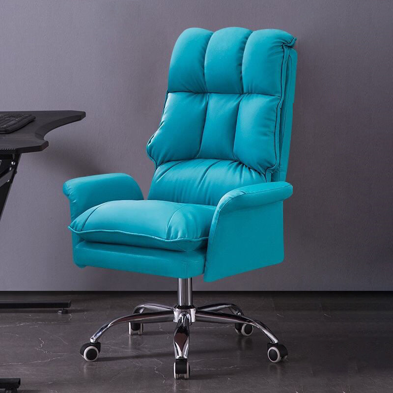 Modern Swivel Office Chair with Padded Arms Faux Leather Task Chair with Wheels