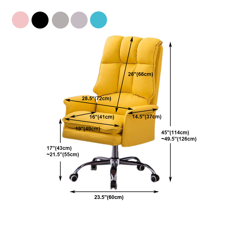 Modern Swivel Office Chair with Padded Arms Faux Leather Task Chair with Wheels