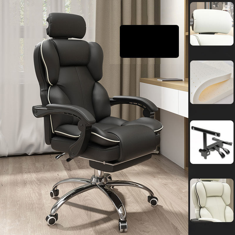 Contemporary High Back Chair Height-adjustable Chair with Wheels