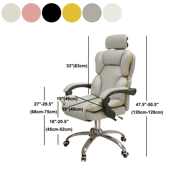 Contemporary High Back Chair Height-adjustable Chair with Wheels