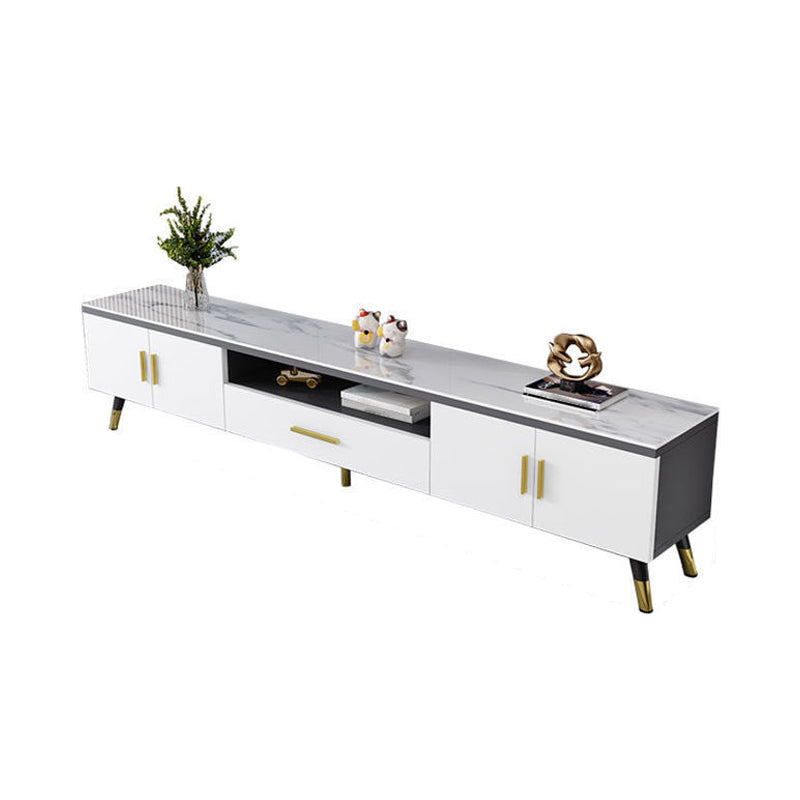 Gorgeous TV Stand Console With Record Storage , Glass and Wood TV Stand in Grey / White