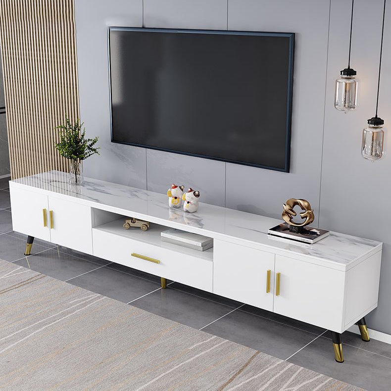 Gorgeous TV Stand Console With Record Storage , Glass and Wood TV Stand in Grey / White