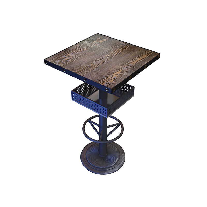 Industrial Metal Bistro Accent Dining Table Brown Bar Table with Storage