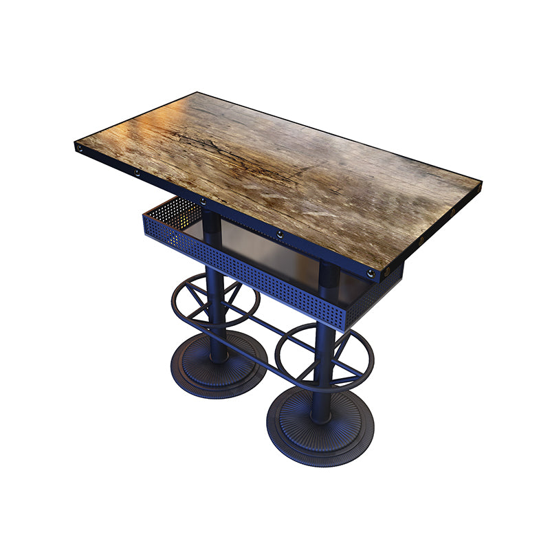 Industrial Metal Bistro Accent Dining Table Brown Bar Table with Storage