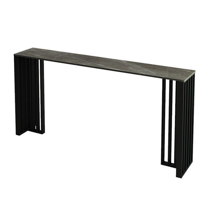 Contemporary Bar Table Stone Top Black double Pedestal Bar Table