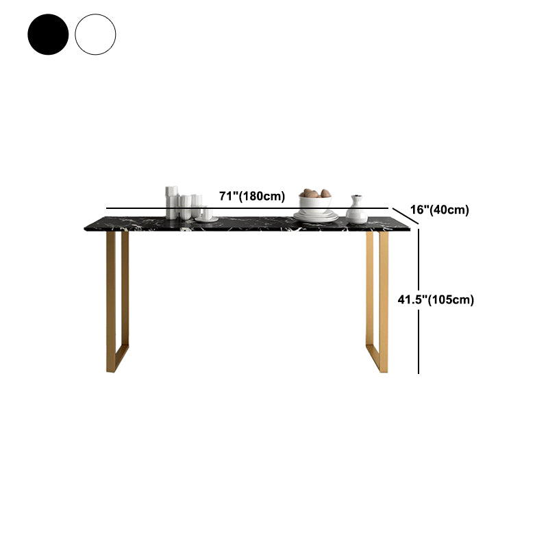 Stone Bar Table Traditional Luxury Rectangle Bar Dining Table with Sled Base in Gold