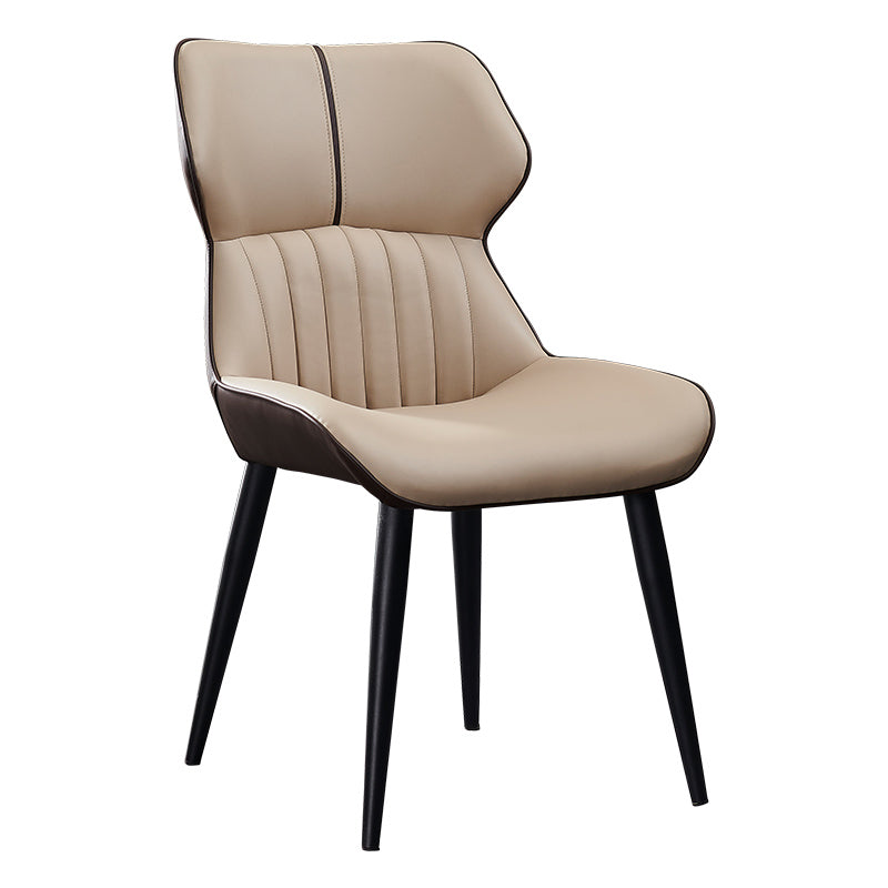 Minimalist Design Arm Wingback Side Chairs Faux Leather Side Chair