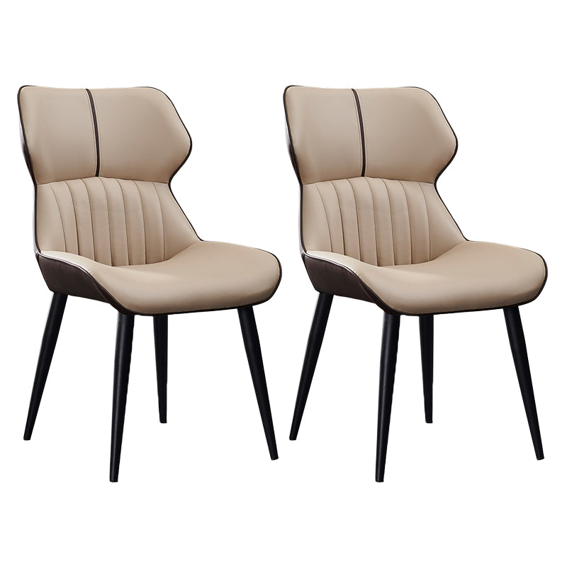 Minimalist Design Arm Wingback Side Chairs Faux Leather Side Chair