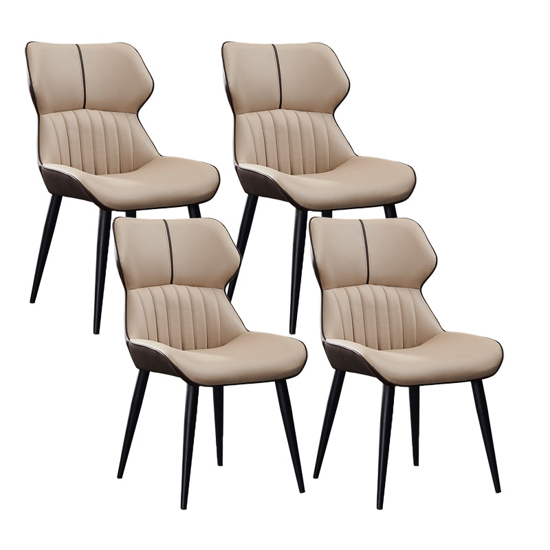 Minimalist Design Arm Wingback Side Chairs Faux Leather Side Chair