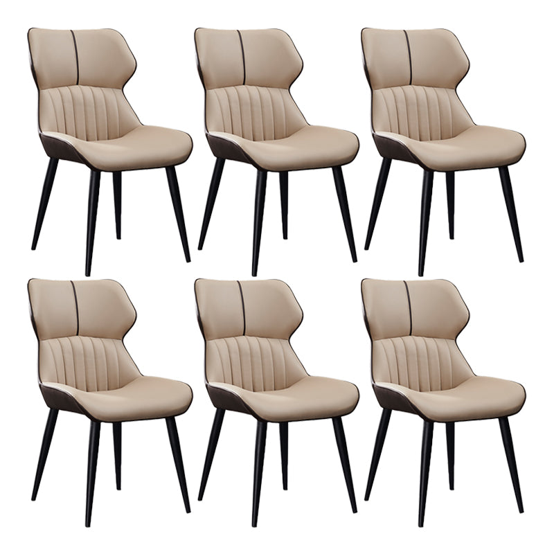 Minimalist Design Arm Wingback Side Chairs Faux Leather Side Chair