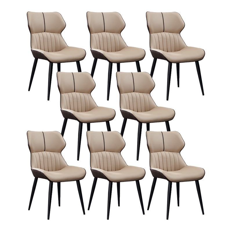 Minimalist Design Arm Wingback Side Chairs Faux Leather Side Chair