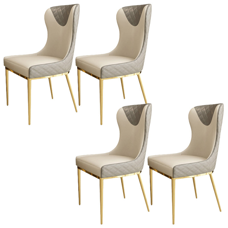 Glam Faux Leather Dining Chairs Metal Dining Room Chairs for Home Use