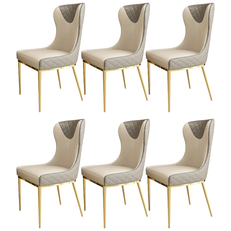 Glam Faux Leather Dining Chairs Metal Dining Room Chairs for Home Use