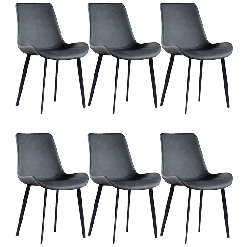 Contemporary Faux Leather Dining Side Chairs Metal Armless Dining Chair