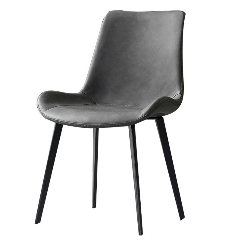 Contemporary Faux Leather Dining Side Chairs Metal Armless Dining Chair