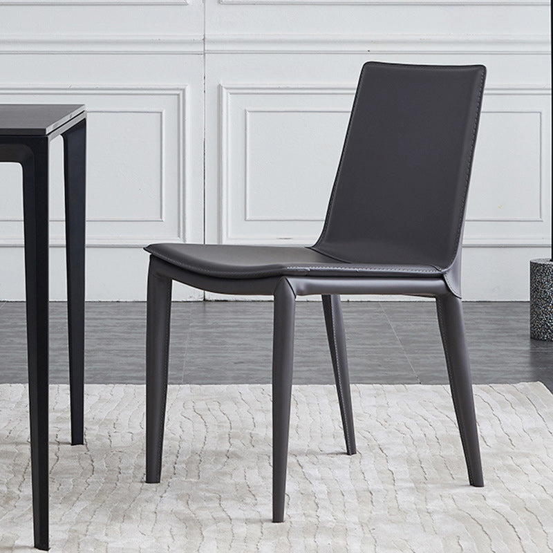 Contemporary Leather Dining Side Chairs Metal Armless Dining Chair for Restaurant Use