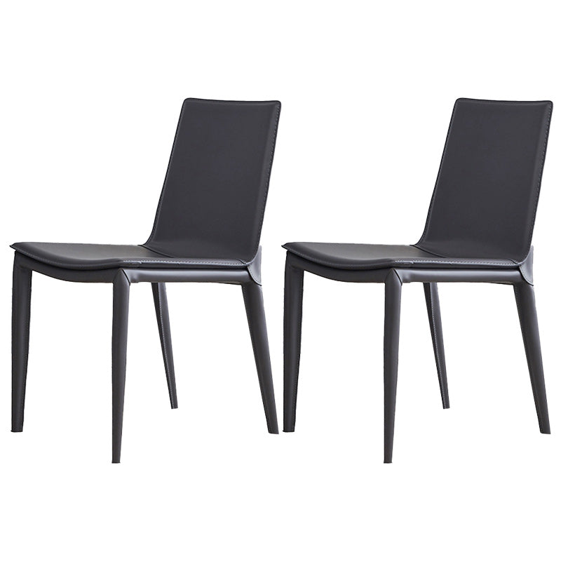 Contemporary Leather Dining Side Chairs Metal Armless Dining Chair for Restaurant Use