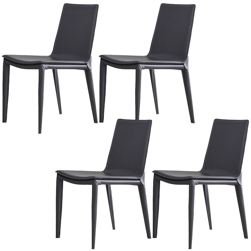 Contemporary Leather Dining Side Chairs Metal Armless Dining Chair for Restaurant Use