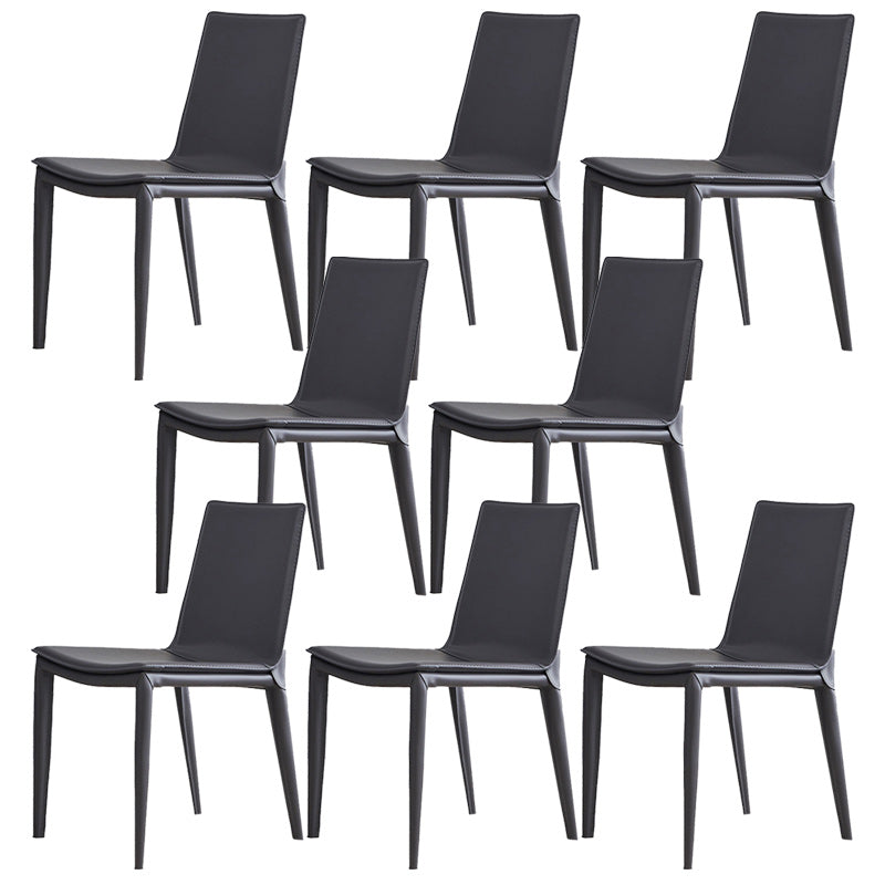 Contemporary Leather Dining Side Chairs Metal Armless Dining Chair for Restaurant Use