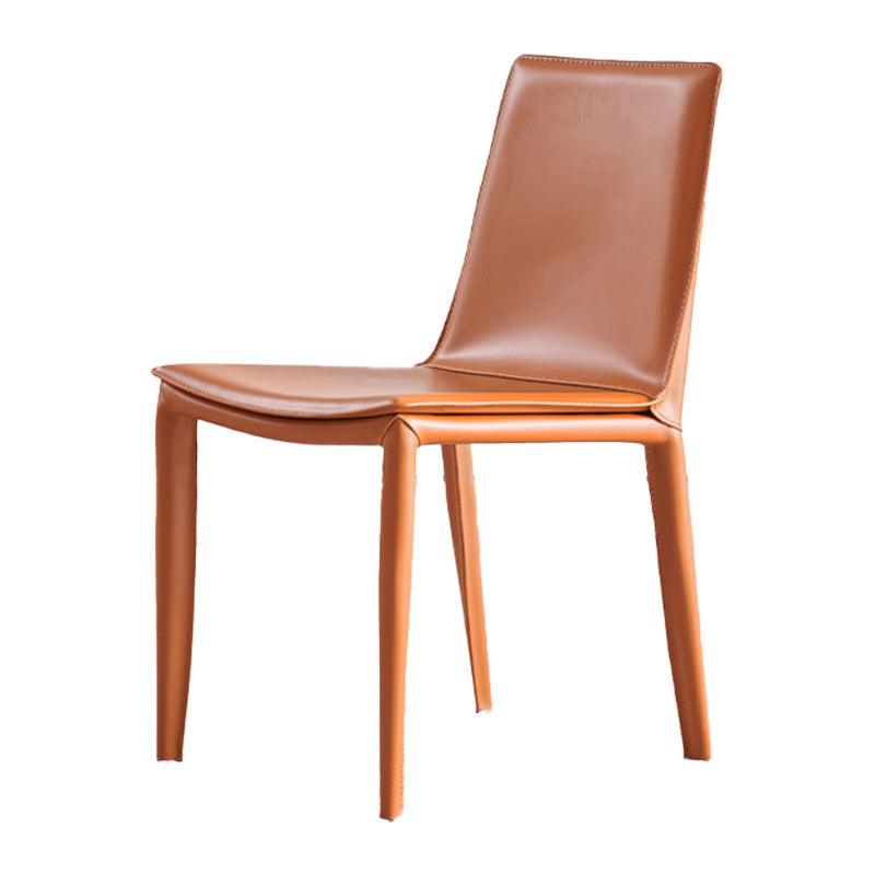 Contemporary Leather Dining Side Chairs Metal Armless Dining Chair for Restaurant Use