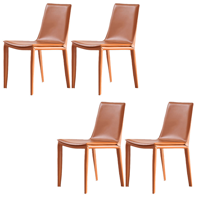 Contemporary Leather Dining Side Chairs Metal Armless Dining Chair for Restaurant Use