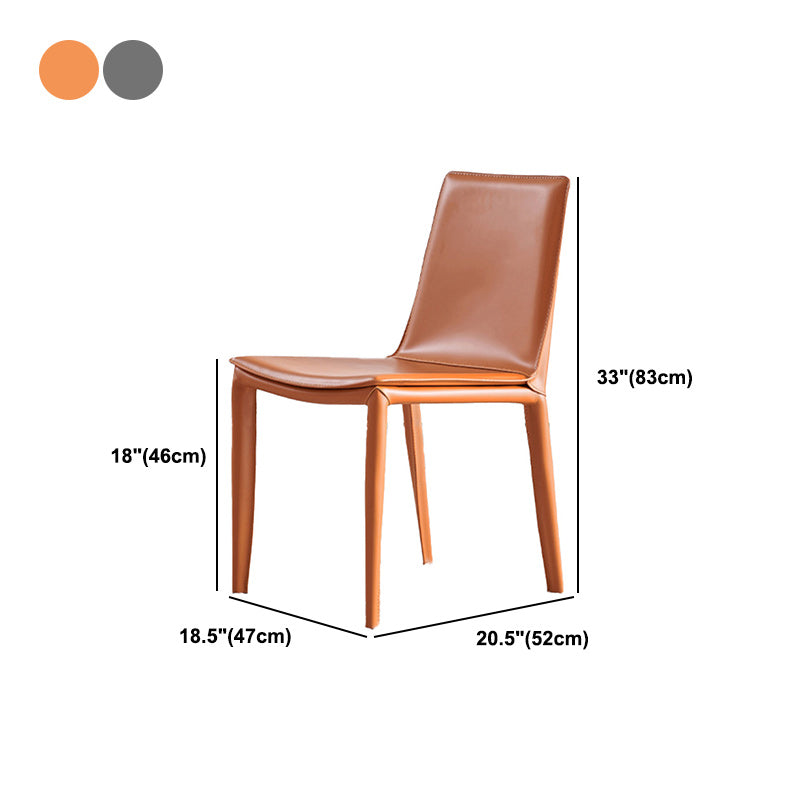 Contemporary Leather Dining Side Chairs Metal Armless Dining Chair for Restaurant Use