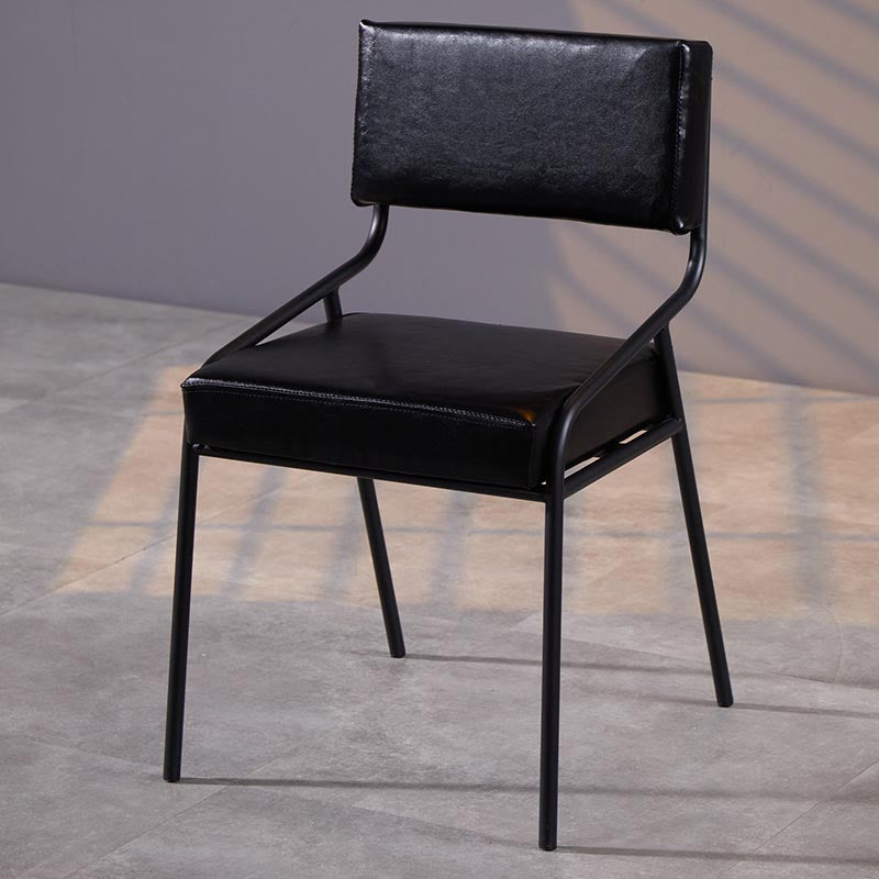 Industrial Open Back Dining Side Chair Leather Dining Chair in Matte Finish