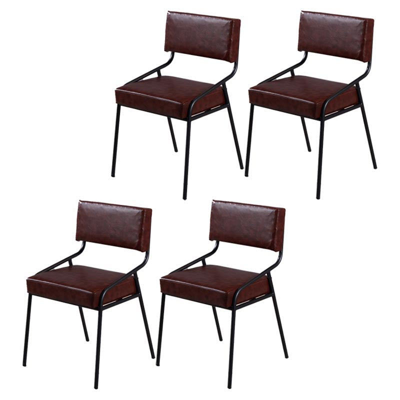 Industrial Open Back Dining Side Chair Leather Dining Chair in Matte Finish