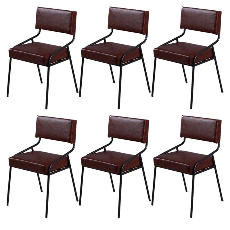 Industrial Open Back Dining Side Chair Leather Dining Chair in Matte Finish