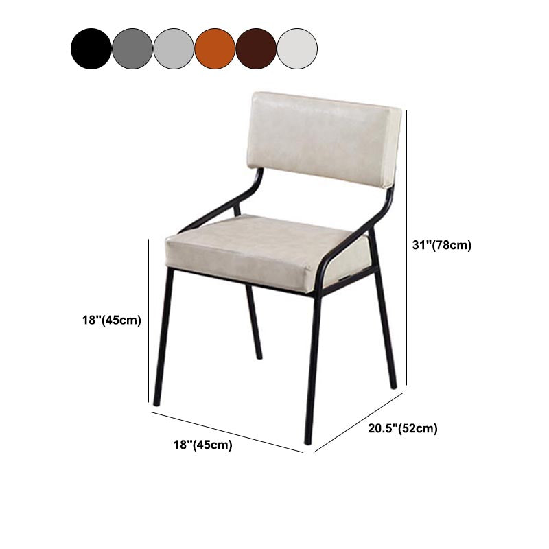 Industrial Open Back Dining Side Chair Leather Dining Chair in Matte Finish