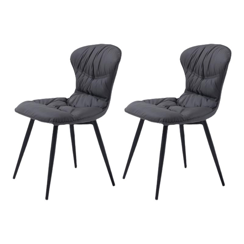 Contemporary Armless Furniture Botton Tufted Back Side Chairs with Upholstered Side