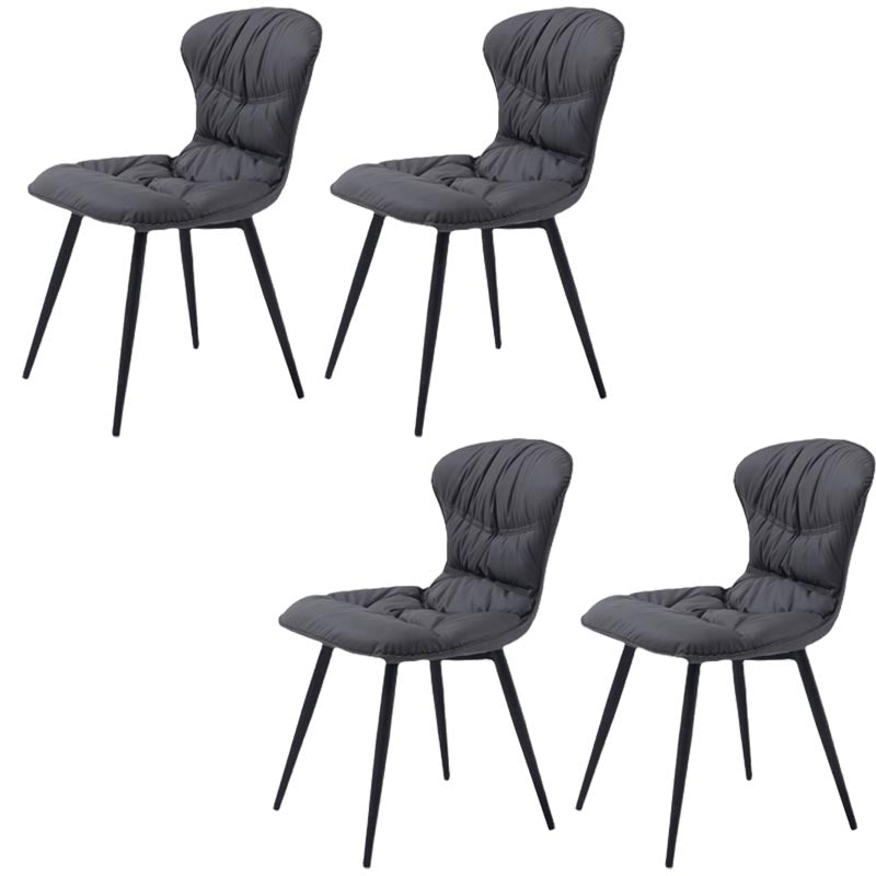 Contemporary Armless Furniture Botton Tufted Back Side Chairs with Upholstered Side