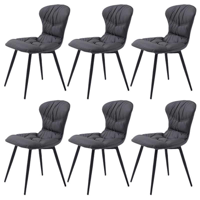 Contemporary Armless Furniture Botton Tufted Back Side Chairs with Upholstered Side