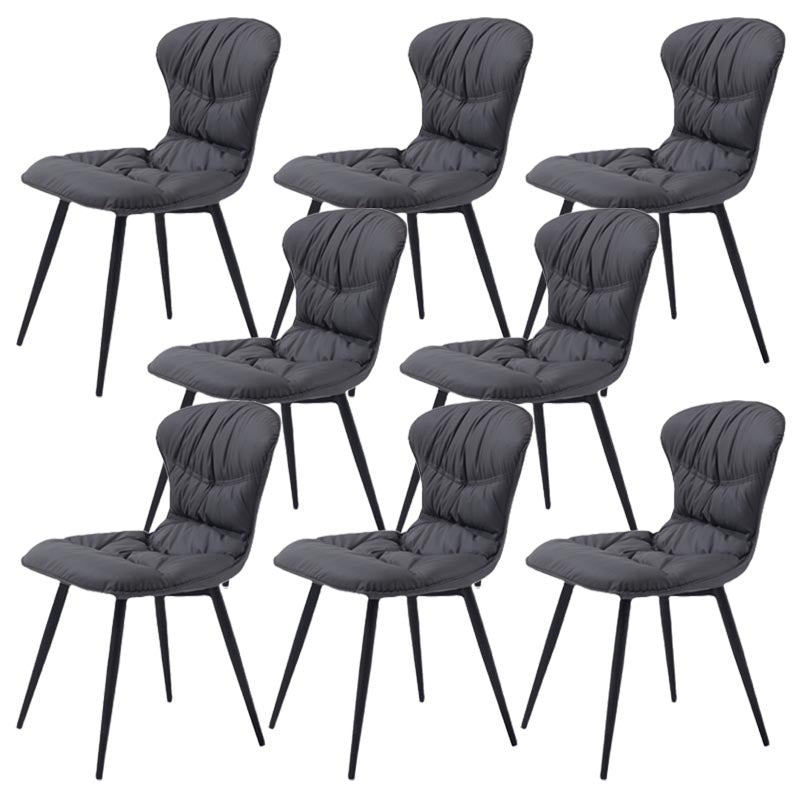 Contemporary Armless Furniture Botton Tufted Back Side Chairs with Upholstered Side