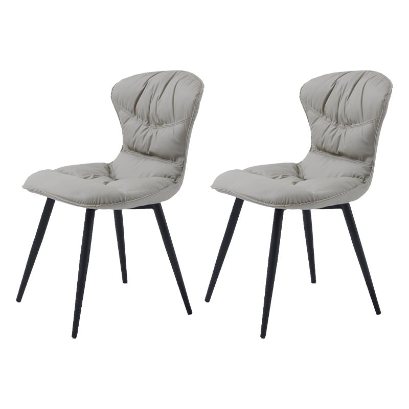 Contemporary Armless Furniture Botton Tufted Back Side Chairs with Upholstered Side