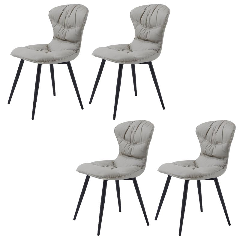 Contemporary Armless Furniture Botton Tufted Back Side Chairs with Upholstered Side