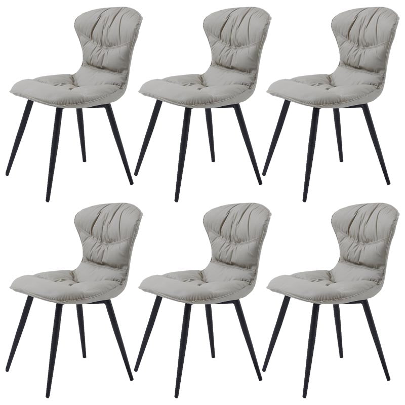 Contemporary Armless Furniture Botton Tufted Back Side Chairs with Upholstered Side