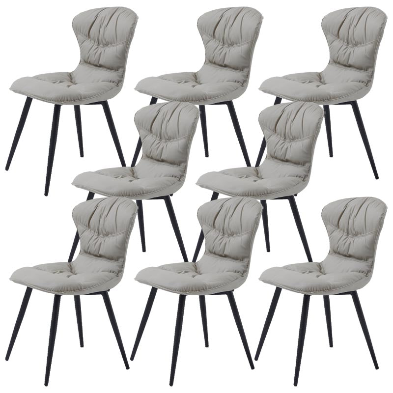 Contemporary Armless Furniture Botton Tufted Back Side Chairs with Upholstered Side