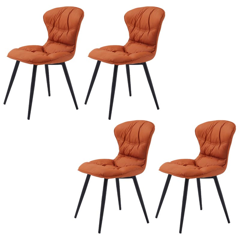 Contemporary Armless Furniture Botton Tufted Back Side Chairs with Upholstered Side