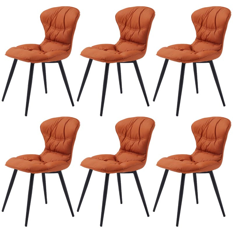 Contemporary Armless Furniture Botton Tufted Back Side Chairs with Upholstered Side