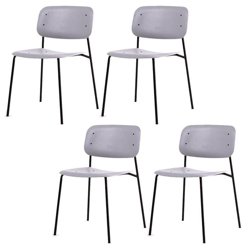 Armless Dining Chairs Wood Open Back Dining Side Furniture in Matte Finish