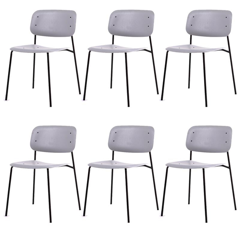 Armless Dining Chairs Wood Open Back Dining Side Furniture in Matte Finish