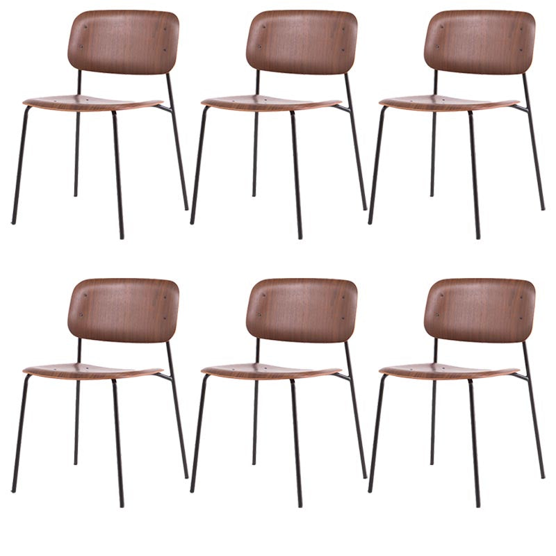 Armless Dining Chairs Wood Open Back Dining Side Furniture in Matte Finish