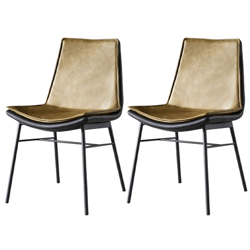 Upholstered Side Chair Modern Leather Dining Chair with Black Legs