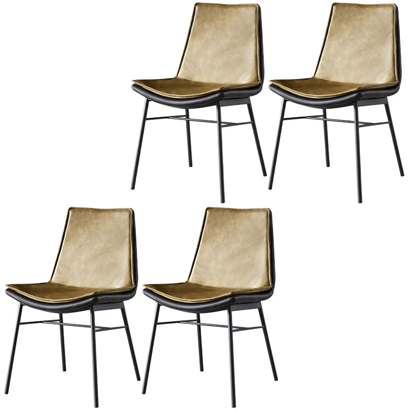 Upholstered Side Chair Modern Leather Dining Chair with Black Legs