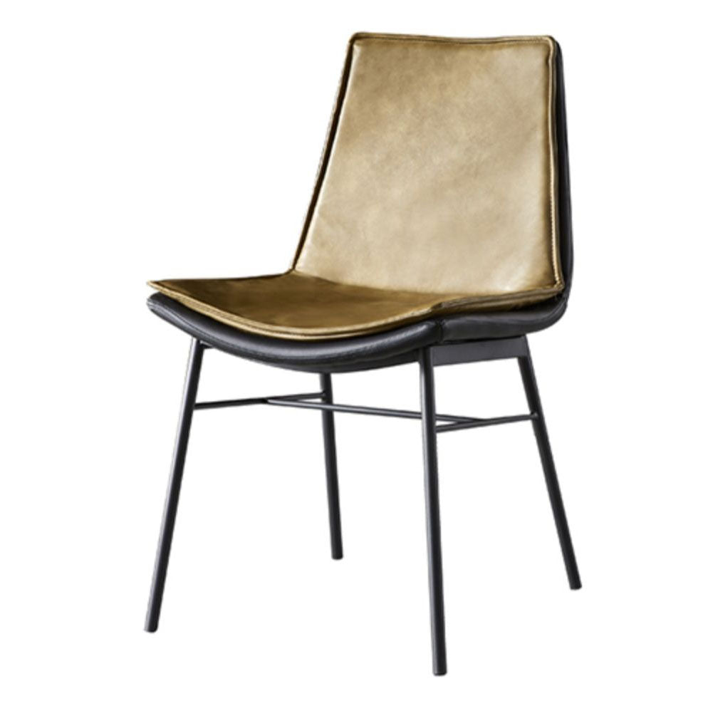 Upholstered Side Chair Modern Leather Dining Chair with Black Legs