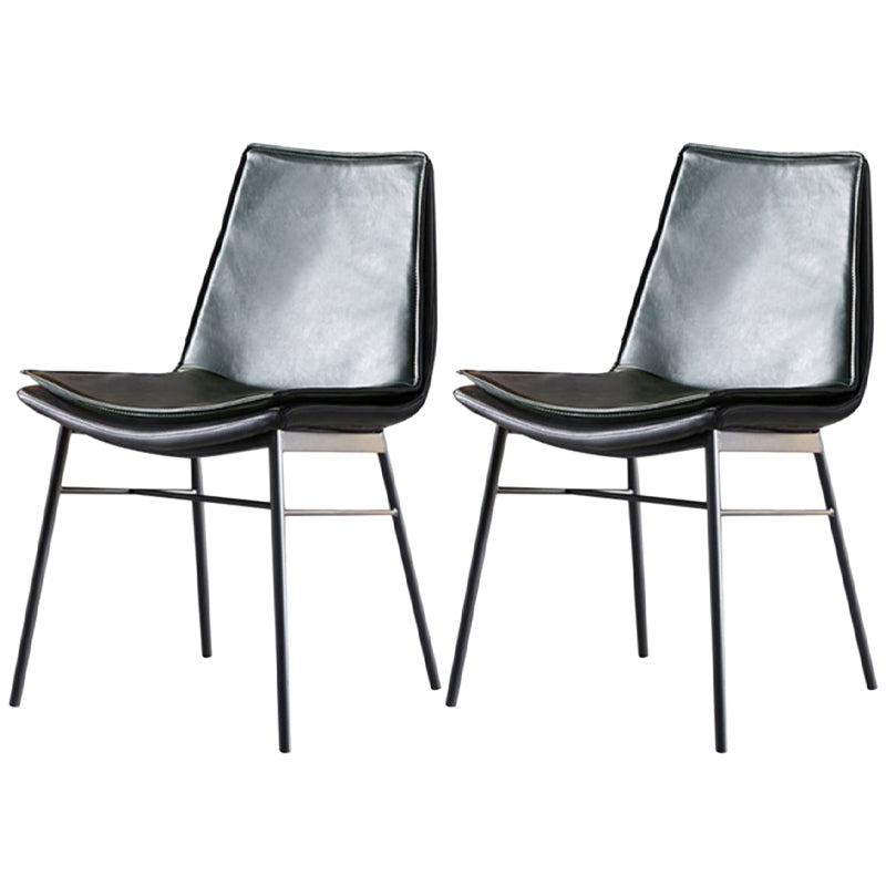 Upholstered Side Chair Modern Leather Dining Chair with Black Legs