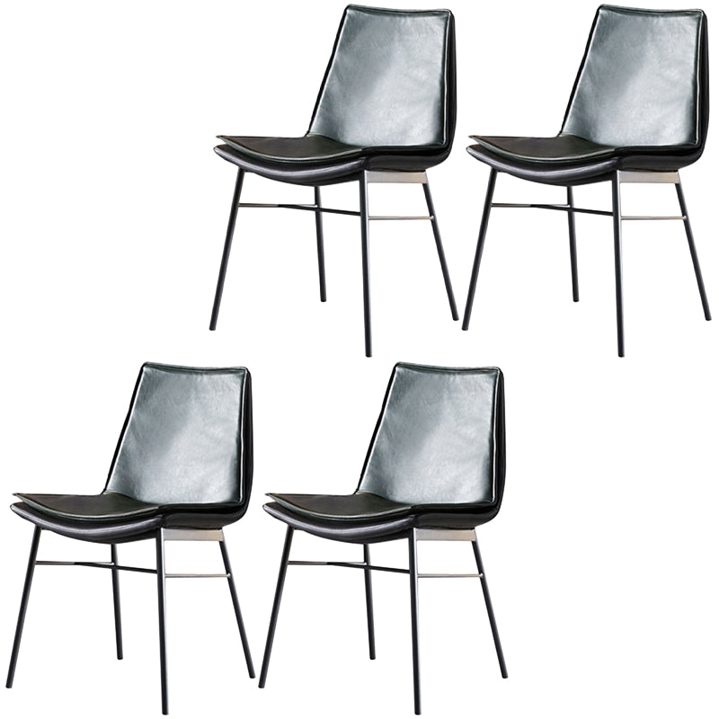 Upholstered Side Chair Modern Leather Dining Chair with Black Legs