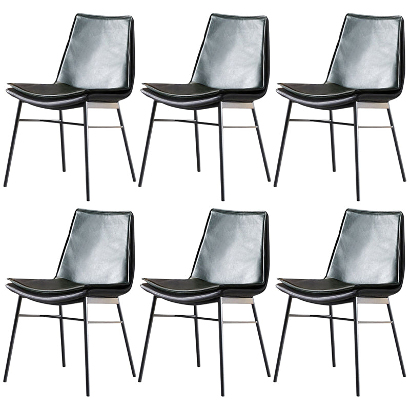 Upholstered Side Chair Modern Leather Dining Chair with Black Legs